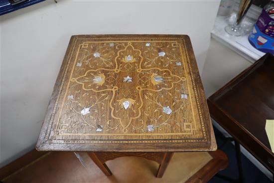 Two Moorish mother-of-pearl inlaid occasional tables largest 36cm